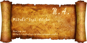 Mihályi Alda névjegykártya